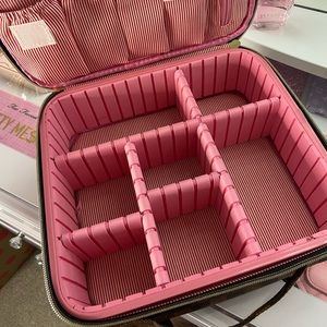 Brown Checker Makeup Case w/ Pink Interior